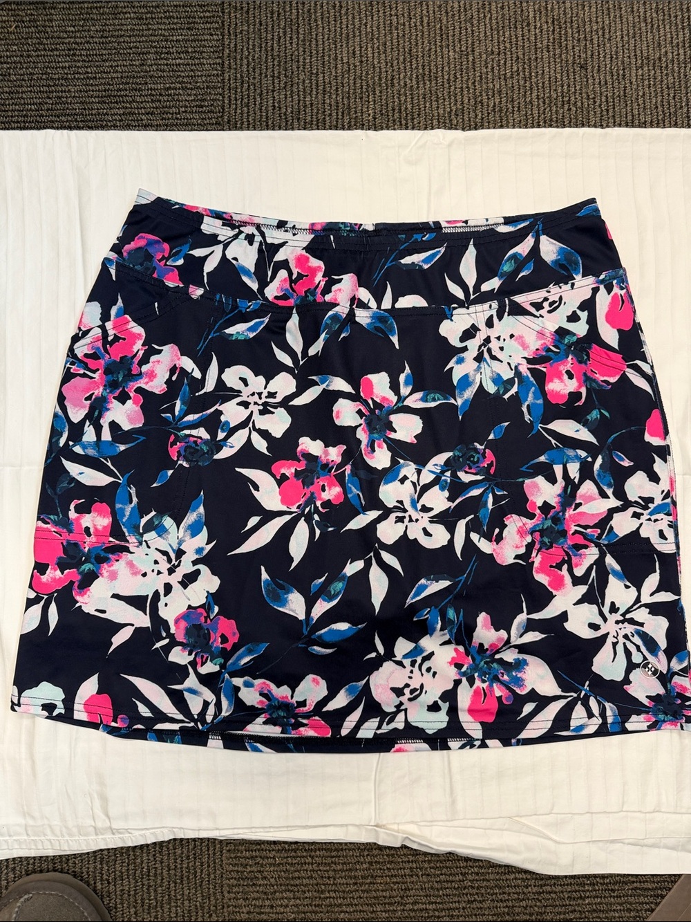 Jofit Navy Floral Golf Skort with Pink & White Accents